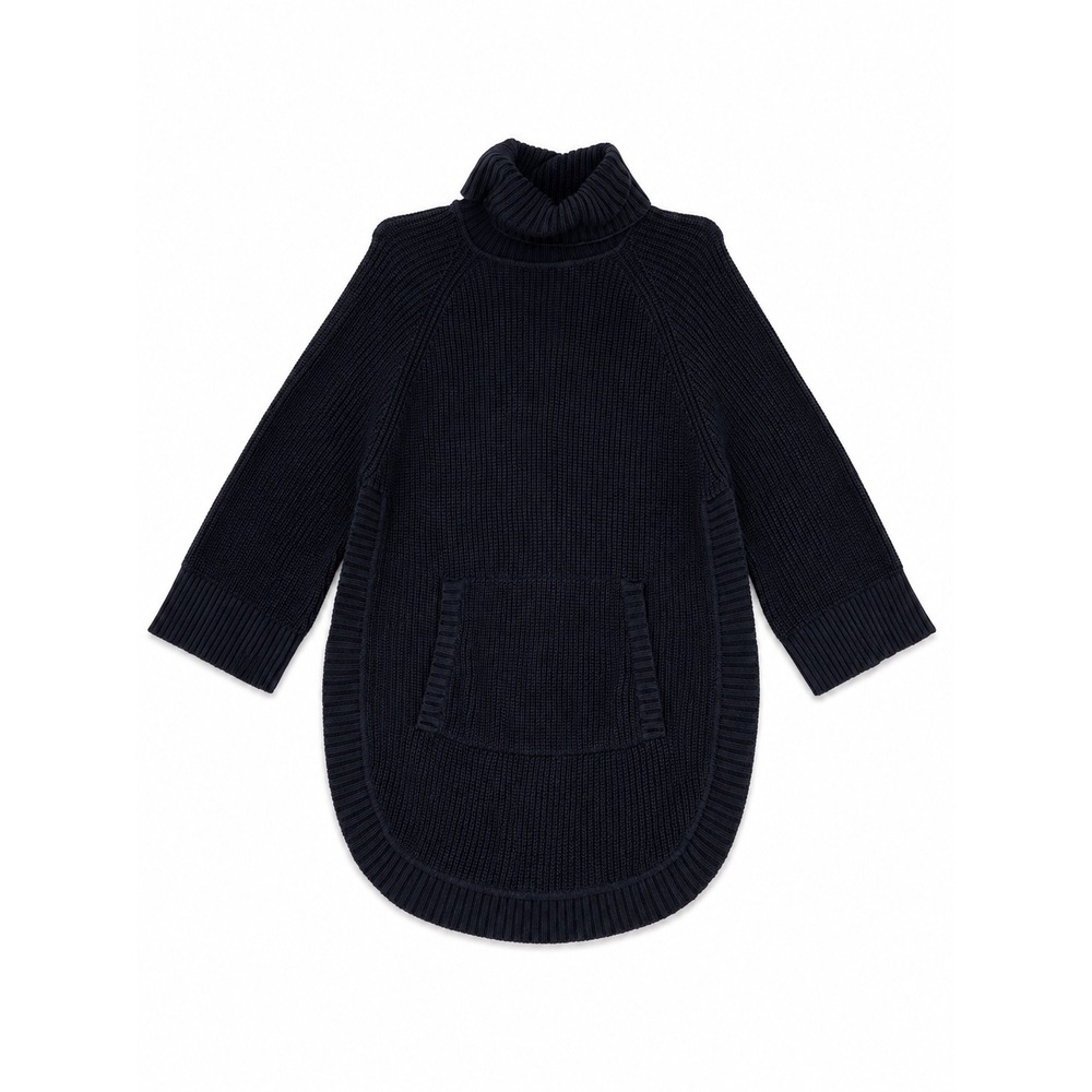 UGG Womens Black Cotton Knit Turtleneck Poncho Sweater Kangaroo Pocket Large‎